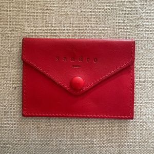 Sandro Paris Red Leather Envelope Card Holder